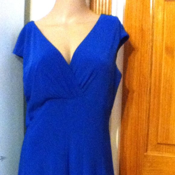 Lauren Ralph Lauren Royal Blue Surplice Dress - Picture 6 of 8